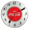 Image 1 : Coca-Cola clock, metal 1950's w/silver background, Exc. working condition, 18"Dia.