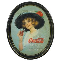 Coca-Cola serving tray, 1913, oval, Passaic Metalware Co., Passaic, NJ, VG condition.
