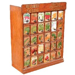 Reliable Seeds display cabinet, Sioux City Seed & Nursery Co., Sioux City, Iowa,  30 drwr., VG condi