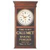 Image 1 : Calumet Baking Powder calendar clock, nice oak case w/original finish, Sessions movement, VG conditi