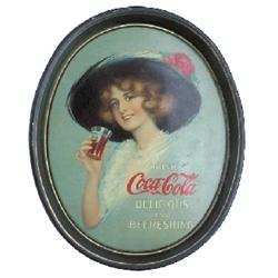 Coca-Cola serving tray, 1913, oval, Passaic Metalware Co., Passaic, NJ, Exc. condition.