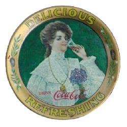 Coca-Cola tip tray, 1906, Wolf & Co., Phila., Exc. condition, 4"Dia.