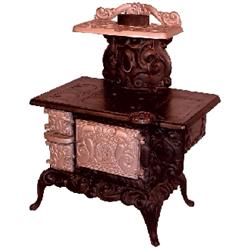 Miniature toy stove, "Dolly's Favorite", mfgd. by The Favorite Stove & Range Co., Piqua, O., heavily