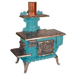 Salesman sample stove, "Bucks Junior 2", mfgd. by Buck's Stove & Range Co., St. Louis, blue enamel &