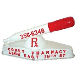Apothecary trade sign, Corey Pharmacy-phone 356-6346, hard plastic & aluminum, lights up, c.1950, sm