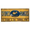 Image 1 : Quick  Meal Stoves & Ranges embossed tin sign, M. Gensmer & Son, Caledonia, Minn., colorful & VG con
