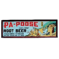 Pa-Poose Root Beer self framed embossed tin sign, Wieland Brewery, SF, CA., c.1924, The Novelty Ave.