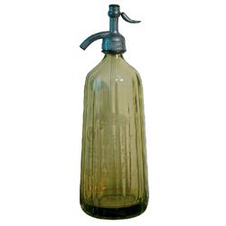 Vaseline glass Glaser Beverage Co. seltzer bottle, Seattle, Wash., etched bear logo, bottom marked m