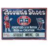 Buster Brown Shoes litho on embossed tin sign, sold by Steele Merc. Co., Good condition w/some surfa