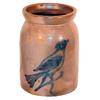 Image 1 : Eastern stoneware hand decorated 2 gal. jar, wonderful cobalt bird on branch, stylized 2 at top, Exc