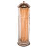 Image 1 : Glass straw dispenser, extra tall early 1900's pressed glass w/domed lid, knob swivels to turn straw