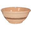 Image 1 : Yellowware mixing bowl, triple brown stripe, rolled edge, unusually large size, 1 base flake, otherw