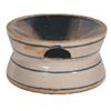 Salt glaze stoneware spittoon w/blue bands & albany slip interior, 2-2" hairlines radiating from cen