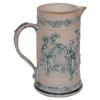Image 1 : Stoneware Flemish Figures pitcher, seated group on one side, maid leaning on keg of beer on other, v