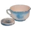 Image 1 : Blue & white stoneware chamber pot & soap dish; Wild Rose design on both, minor lip flakes & faint 3