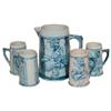 Image 1 : Blue & White stoneware Windy City tankard & 4 mugs, made in Germany for Freidman-Largest Store on th