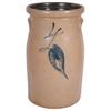 Image 1 : Red Wing stoneware salt glaze 4 gal. churn, Birch Leaf design, applied handles, filled hole in botto