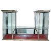 Image 1 : Double tower German Silver countertop showcase w/curved glass angled towers, 63"W x 39"H.