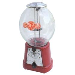 Advance gumball machine, 1 Cent, red base, chrome lid, pat. 11-5-12 & 4-24-23, Exc. working conditio