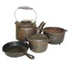 Image 1 : Child's miniature cast iron Wagner Ware (5 pcs.); includes tea kettle w/lid, footed kettle, skillet,