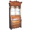 Image 1 : Secretary w/bookcase or china display top, center desk & 3 drawers on bottom, oak, fancy crown, tear