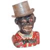 Image 1 : Jolly "N" cast iron mechanical bank w/top hat, has most of it's original red, cream & blue paint, ro