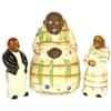 Image 1 : Black Mammy string holder & matching mammy & butler shakers, ceramic, all marked Made in Japan, all 