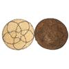 Image 1 : Indian baskets (2); White Mtn. Apache Indian basket, early star design, 1" rim damage, otherwise VG,