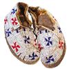 Image 1 : Cheyenne Indian child's moccasins, fully beaded w/very tiny red, white & blue seed beads on deerskin
