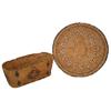 Image 1 : Salish Indian basket & tray, imbricated designs of red cedar bark & cherry bark, both have slight ri