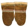 Image 1 : Northern Plains Indian or Athabascan Indian adult mittens, tiny seed beads on buffalo hide, pre-1900