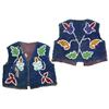 Image 1 : Woodlands Indian child's vest, seed beads on velvet, realistic floral & leaf pattern on both front &