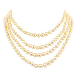 Four Strand Pearl Choker Necklace with 14KT White Gold