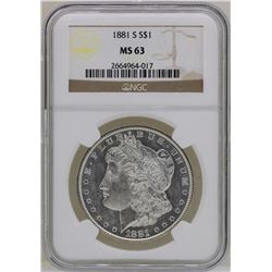 1881-S $1 Morgan Silver Dollar Coin NGC MS63