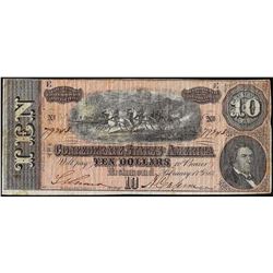 1864 $10 Confederate States of America Note