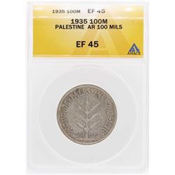 1935 Palestine AR 100 Mils Coin ANACS XF45