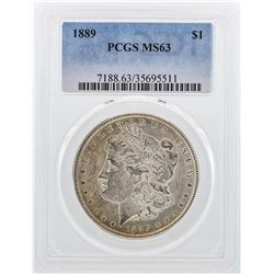 1889 $1 Morgan Silver Dollar Coin PCGS MS63