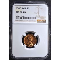 1966 SMS LINCOLN CENT NGC MS68RD