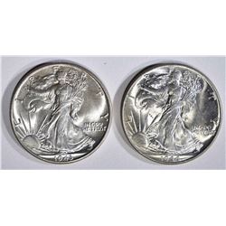 1943 & 44 WALKING LIBERTY HALF DOLLARS, CH BU