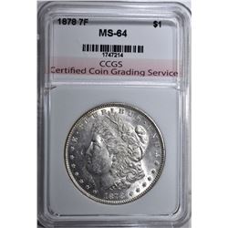 1878 7F MORGAN DOLLAR CCGS CH BU
