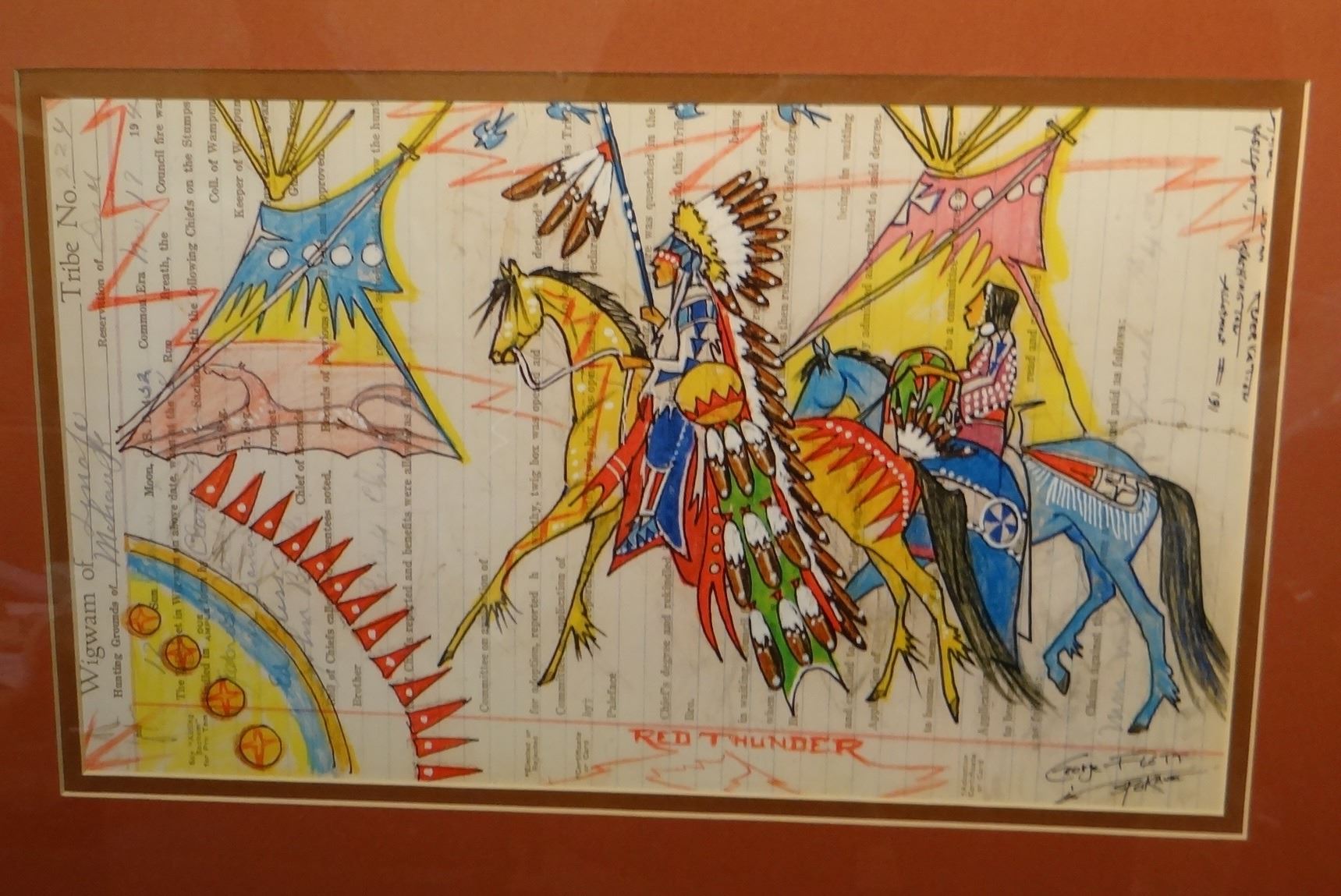Ledger Art Original Signed By George Flett 16 X 20 ledger-art-original-signed-by-george-flett-16-x-20