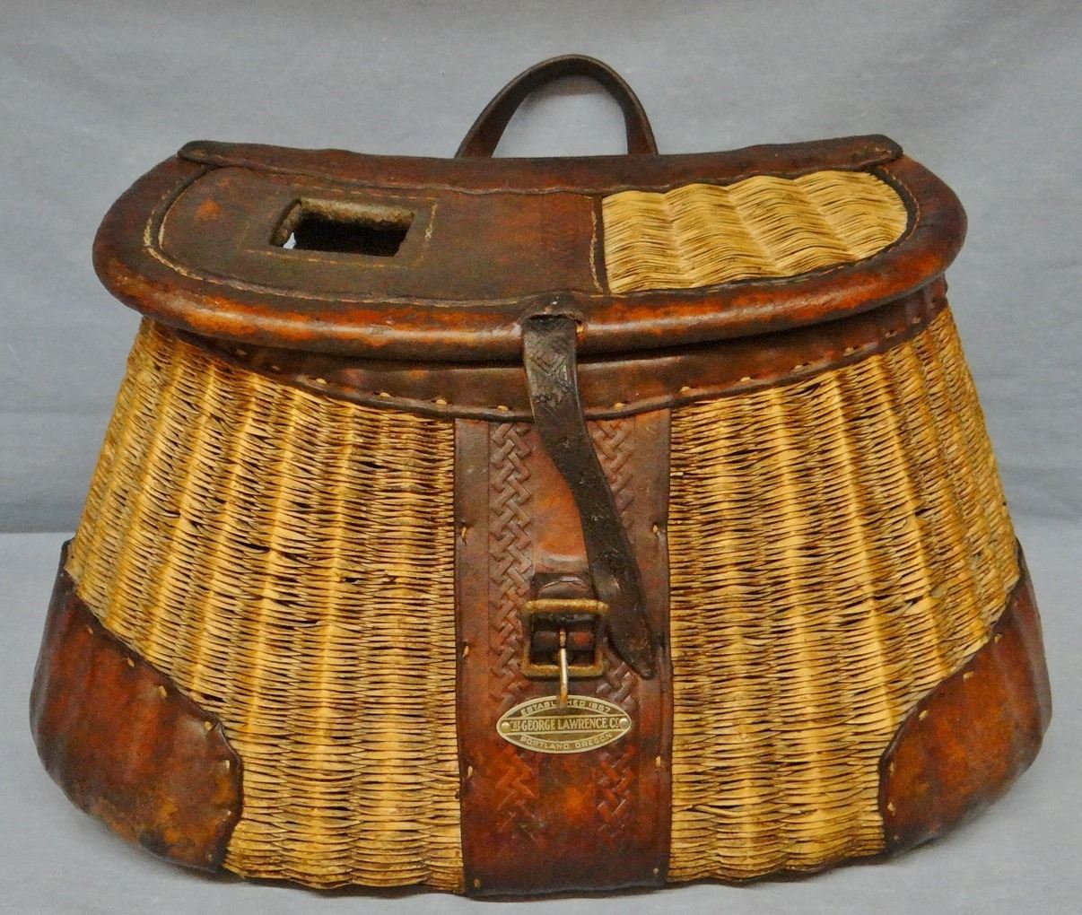A Rare Early Vintage George Lawrence Fishing Creel Basket Portland A Rare Early Vintage George Lawrence Fishing Creel Basket Portland