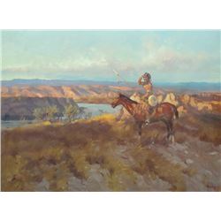 Bailey, William, Indian on horse, 1971, Oil on canvas, 18x24