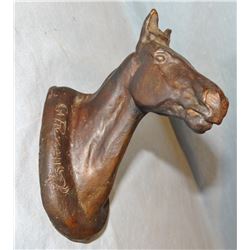 C. M. Russell bronze, recast, horse head, 6” h