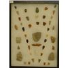 Image 1 : 44 artifacts in 12”x 16”x1” frame, includes 8 scrapers, 2 awls, 7 knives, 27 arrowheads
