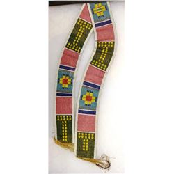 Chippewa 32” beaded panel, 2 ¼” wide, framed in 14” x 20” case, ca. 1900