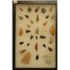 Image 1 : 31 artifacts in 8”x 12”x1” frame, includes 4 scrapers, 1 awl, 5 knives, 23 arrowheads