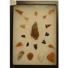 Image 1 : 19 artifacts in 6”x 8”x1” frame, includes 4 scrapers, 1 knife, 14 arrowheads