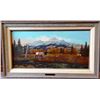 Image 1 : Cheek, C. R. oil on canvas,  Answering The Challenge - Elk, 26" x 48". Outstanding painting.