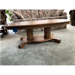 Oval Oak Wood Coffee Table w/2 Matching Oval End Tables
